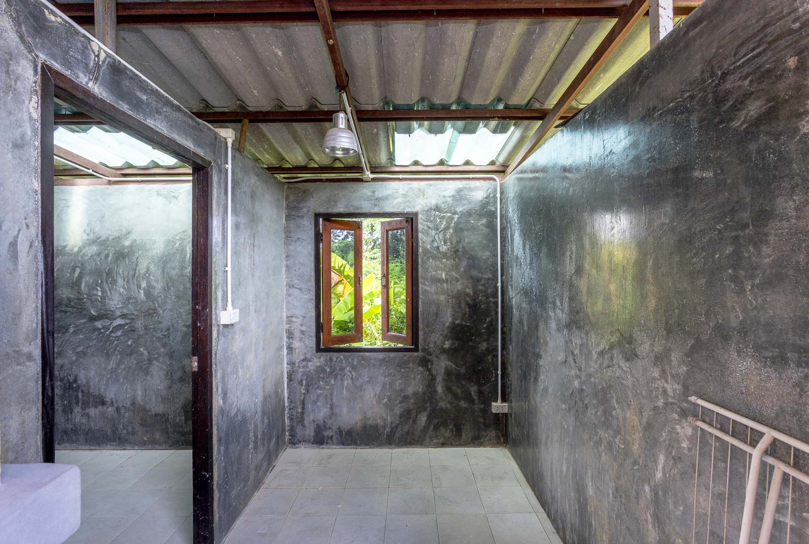 Open-air utility room with garden window